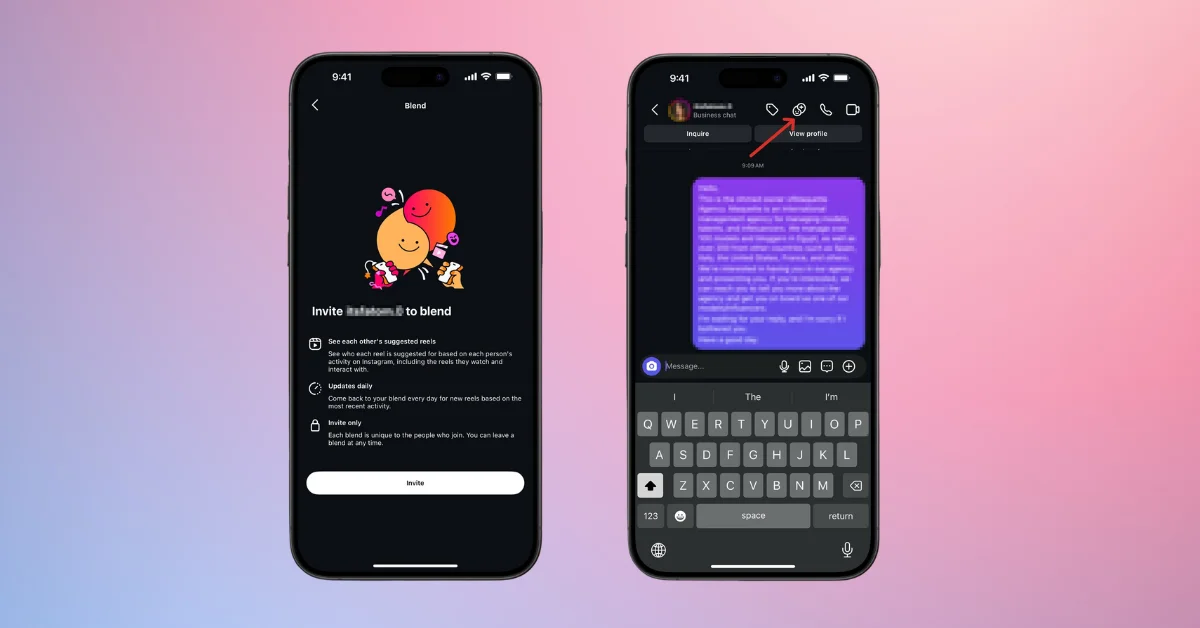 Instagram Blend new feature showing a shared content feed inside Instagram DMs